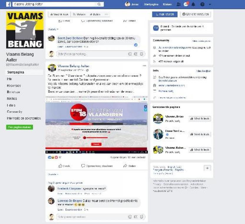 Verkiezingen18 - Vlaams Belang Aalter blundert met escortedienst op Facebook-pagina