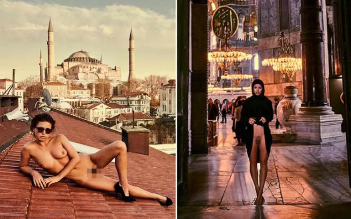 Marisa Papen poseert naakt in de Aya Sophia