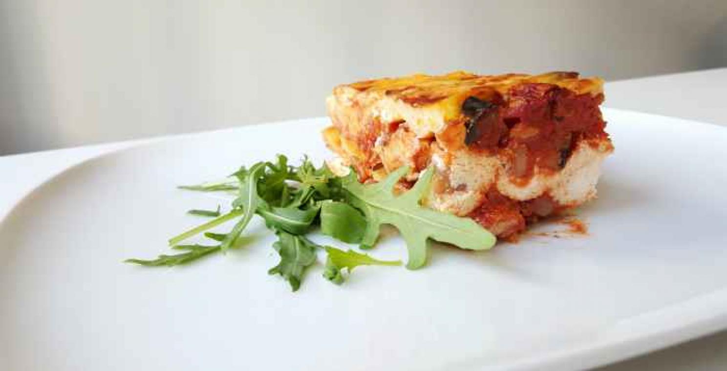 Veggie comfortfood in laagjes
