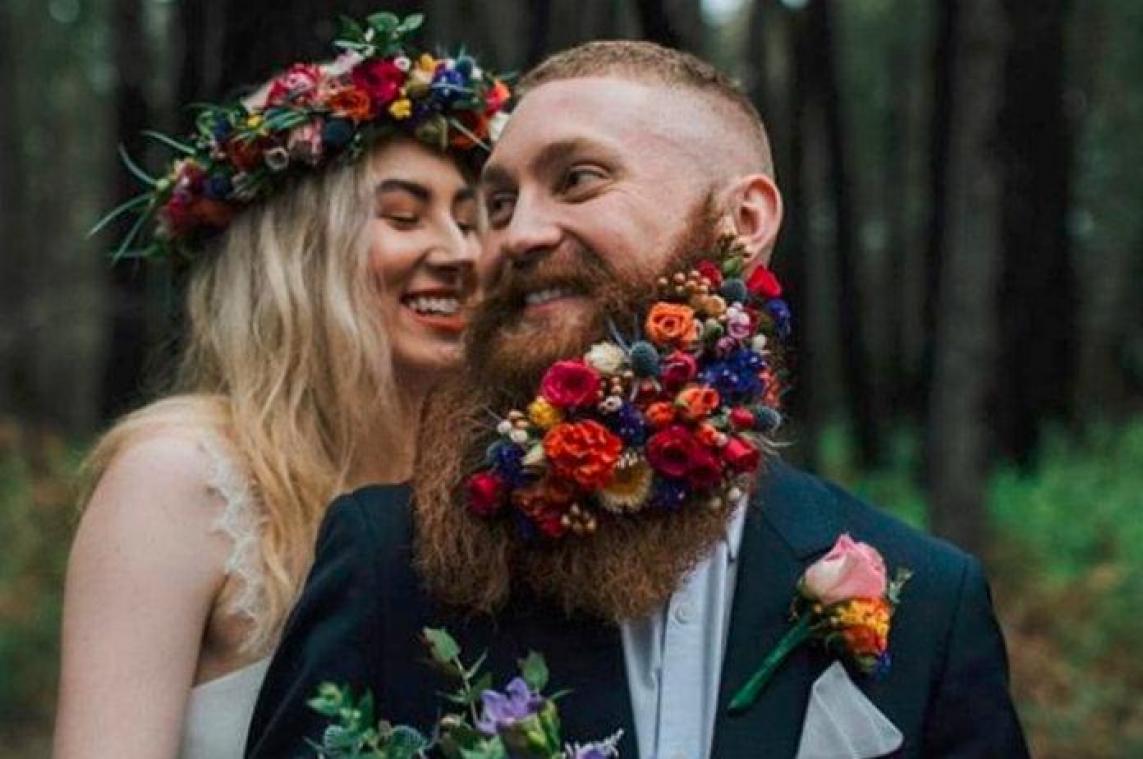 IN BEELD. Een baardboeket voor een fleurig trouwfeest