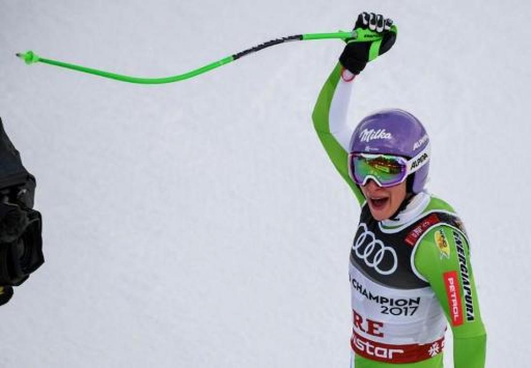 Sloveense Stuhec behoudt wereldtitel afdaling, Vonn wordt derde bij afscheid