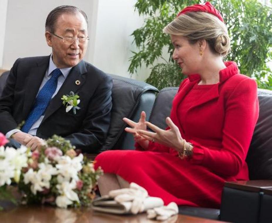 Koningin Mathilde ontmoet gewezen VN-secretaris-generaal Ban Ki-moon
