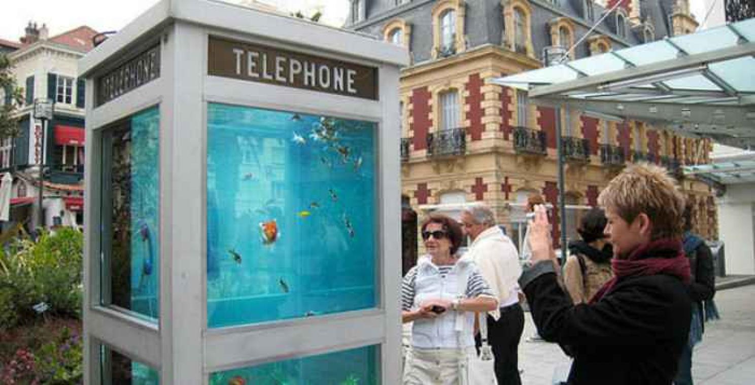 Telefooncellen worden aquariums in Lyon