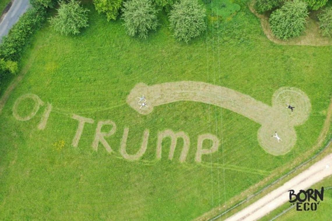 Britse student verwelkomt Trump met penistekening
