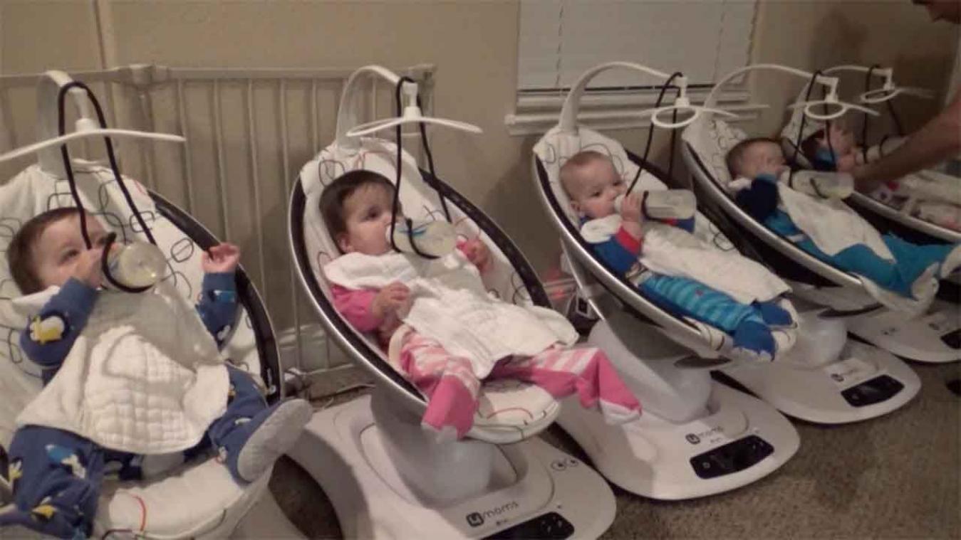 VIDEO. Papa bedenkt slimme lifehacks om vijfling te verzorgen