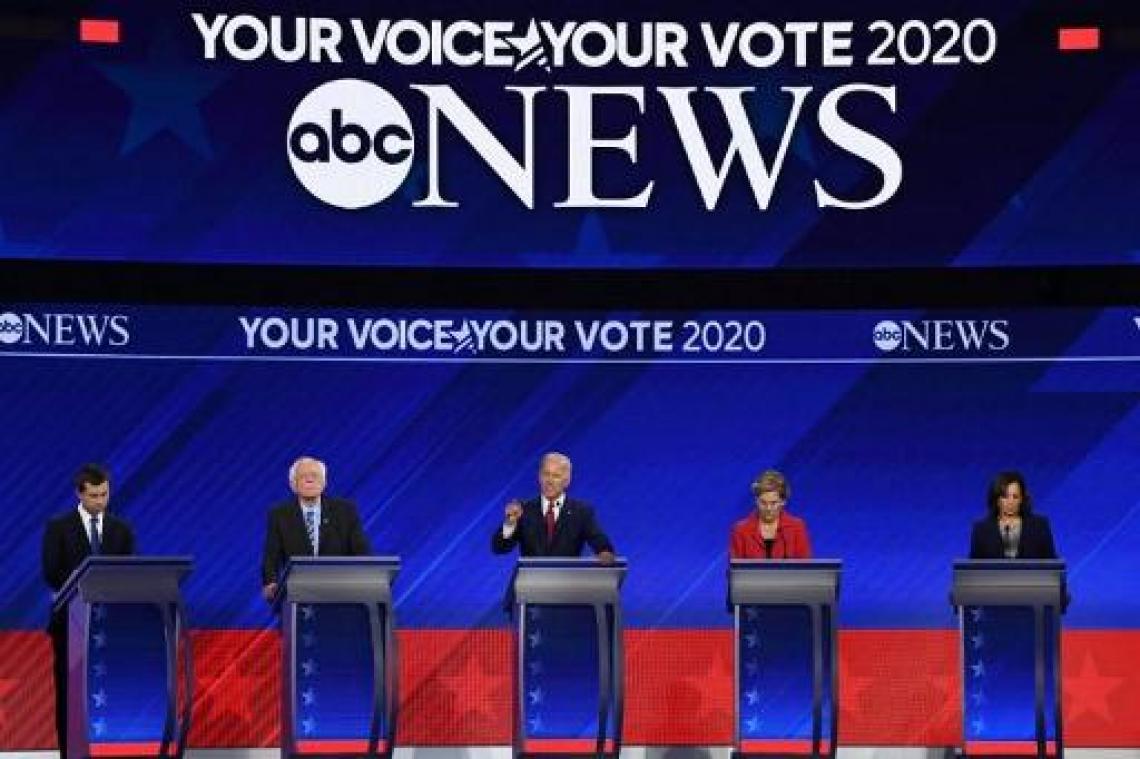Amerikaanse presidentsverkiezingen in 2020 - Favoriet Joe Biden in de aanval tijdens levendig televisiedebat van Democraten