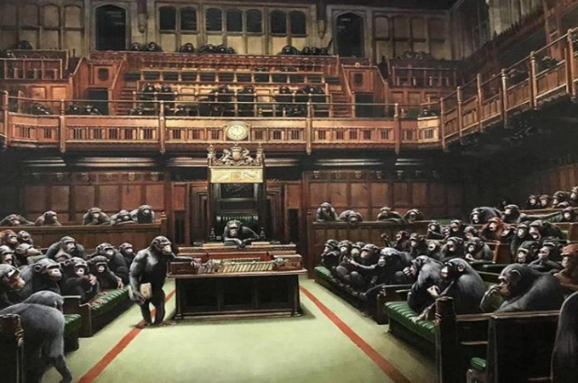 Chimpansees in Lagerhuis van Banksy verkocht voor meer dan 11 miljoen euro