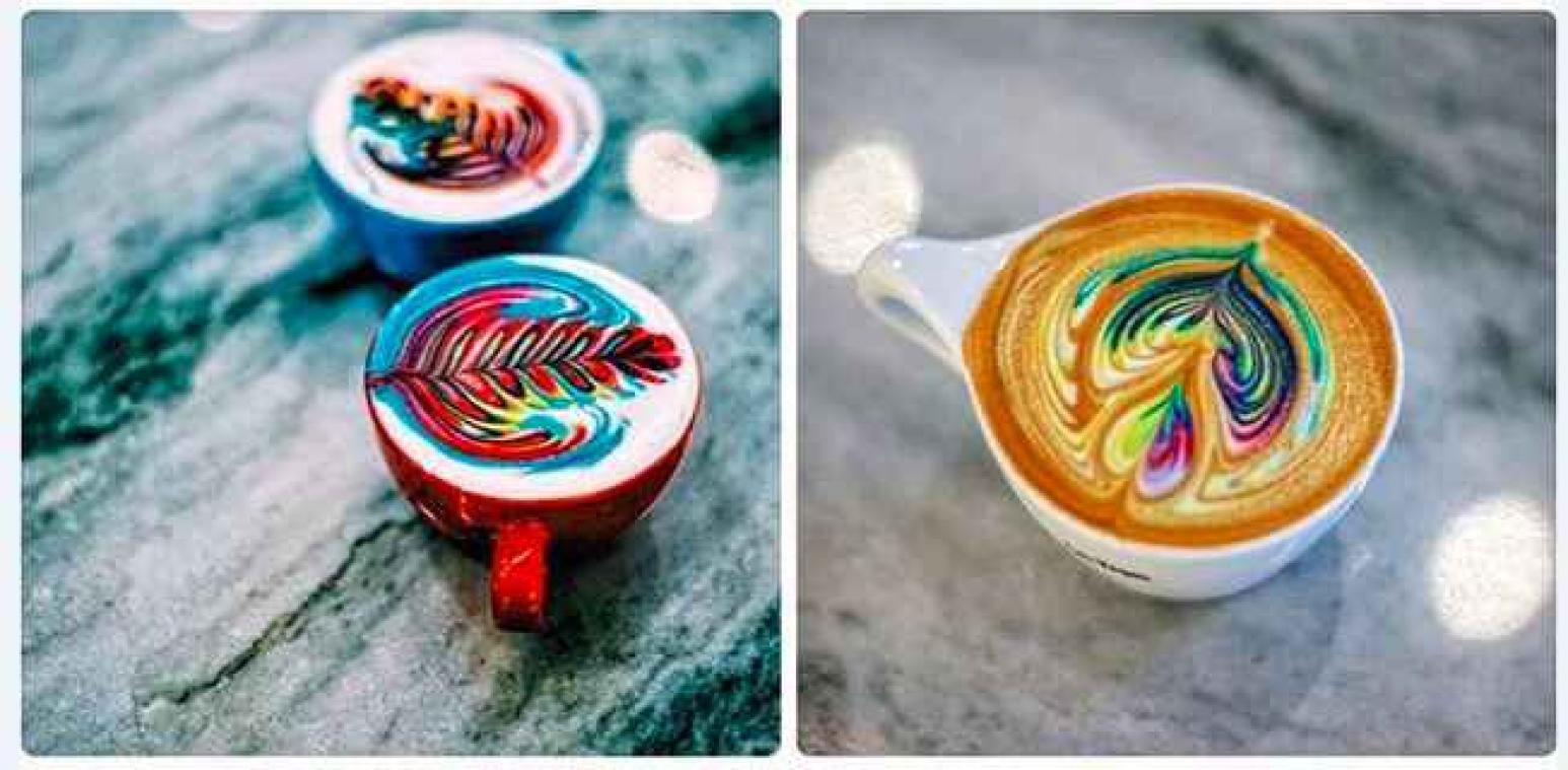Koffie in de kleuren van de regenboog