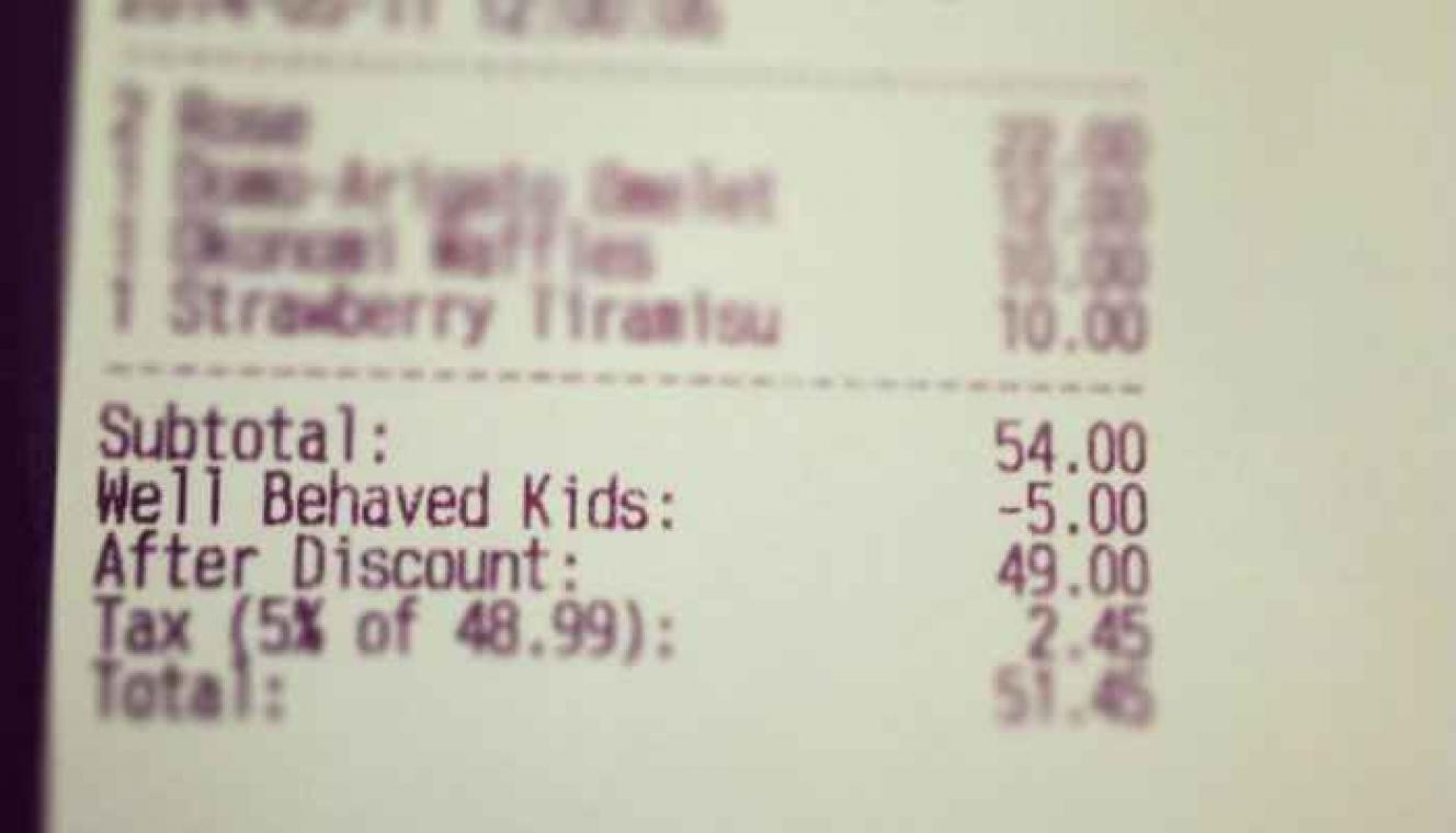 Restaurant geeft korting als kinderen zich gedragen