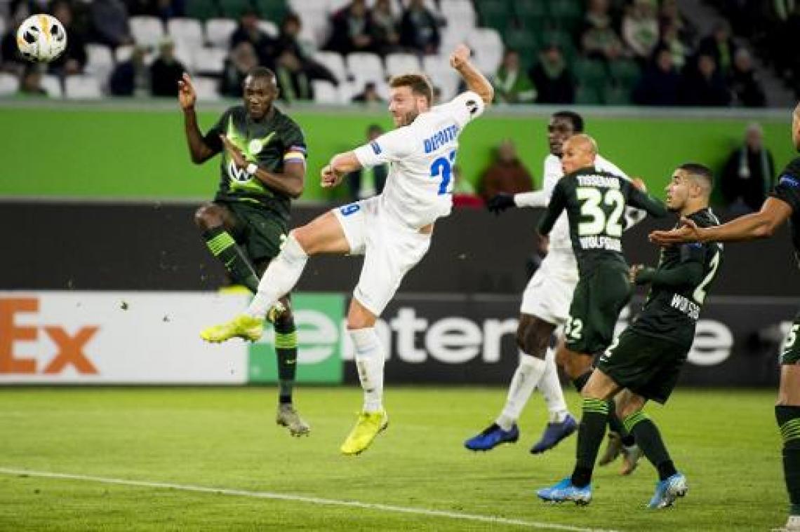 Europa League - AA Gent na 1-3 zege in Wolfsburg met één been in 1/16 finales