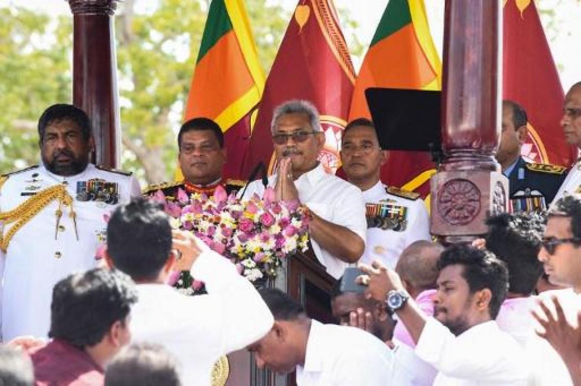 Gotabaya Rajapaksa legt eed af als president Sri Lanka