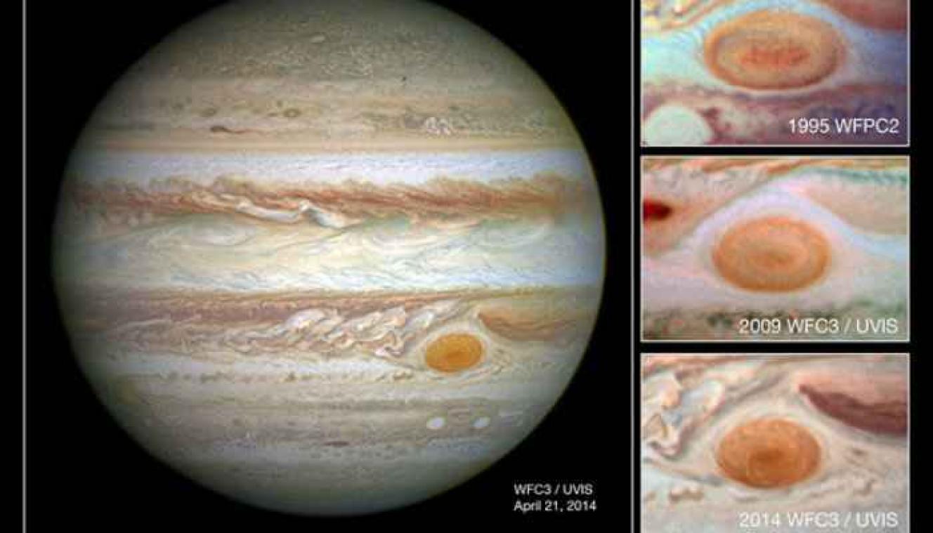 De grote rode vlek op Jupiter is aan het krimpen