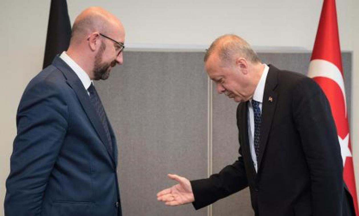 Europees Raadsvoorzitter Charles Michel ontmoet Turks president Erdogan