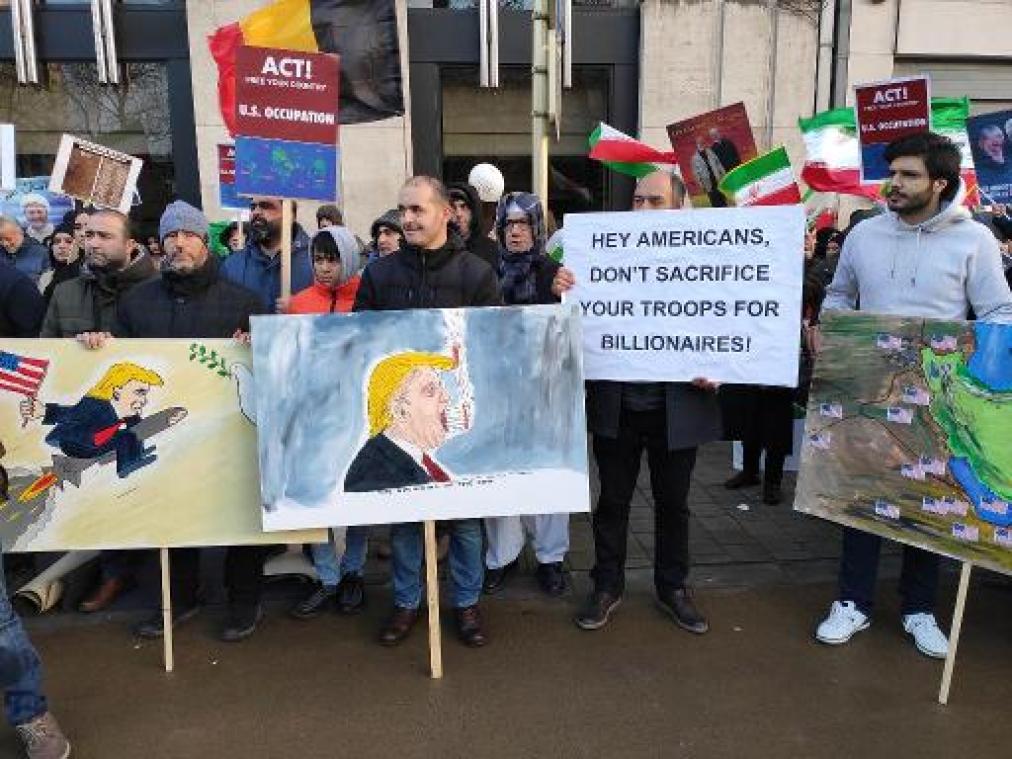 Crisis VS-Iran - Honderdtal manifestanten in Brussel tegen Amerikaanse aanval in Irak