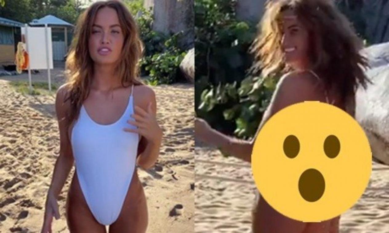 Een bikini vond haar mama te pikant, dus beloofde dit Instagram-model om een badpak te dragen. Maar (video/foto)