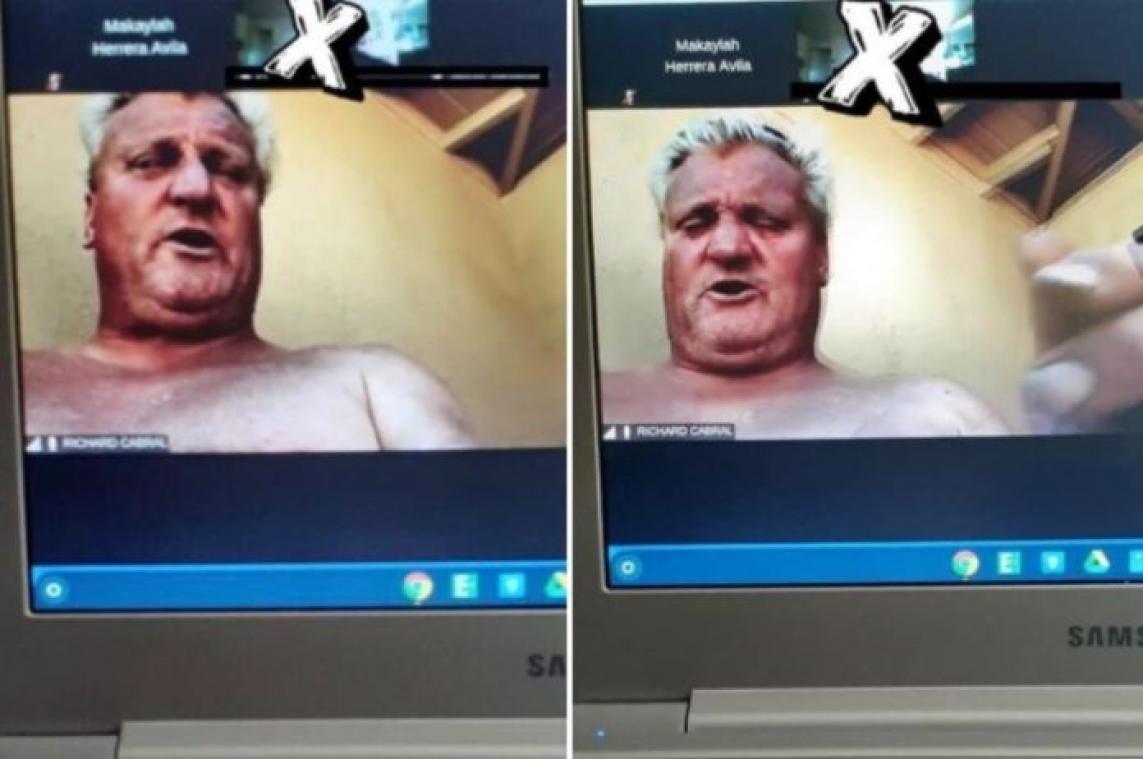 BIZAR. Amerikaanse leraar geschorst nadat hij halfnaakt verscheen in online les