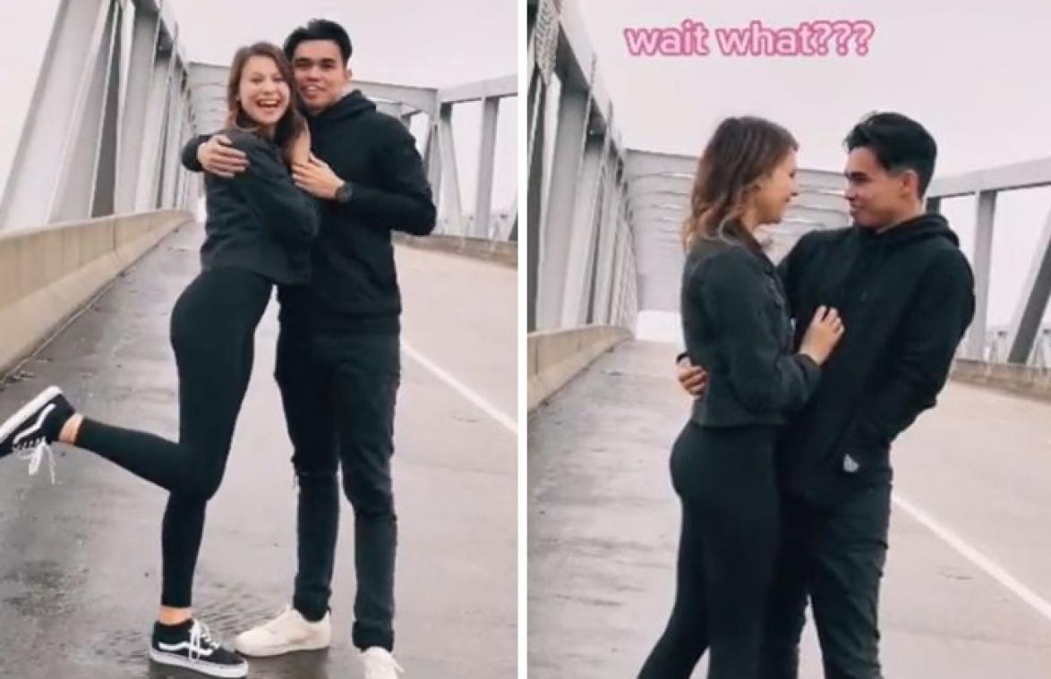 Bevriend duo poseert voor foto, maar dan vraagt hij haar plots DIT (video)