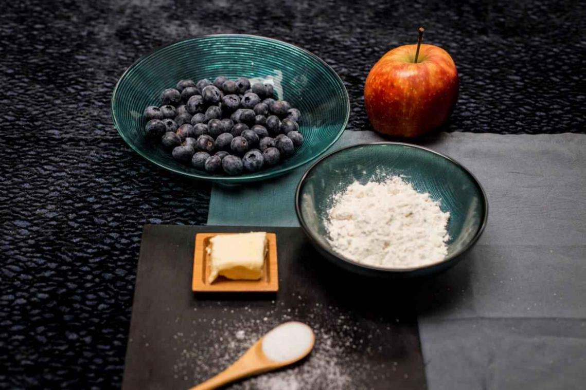 Crumble met blauwe bessen