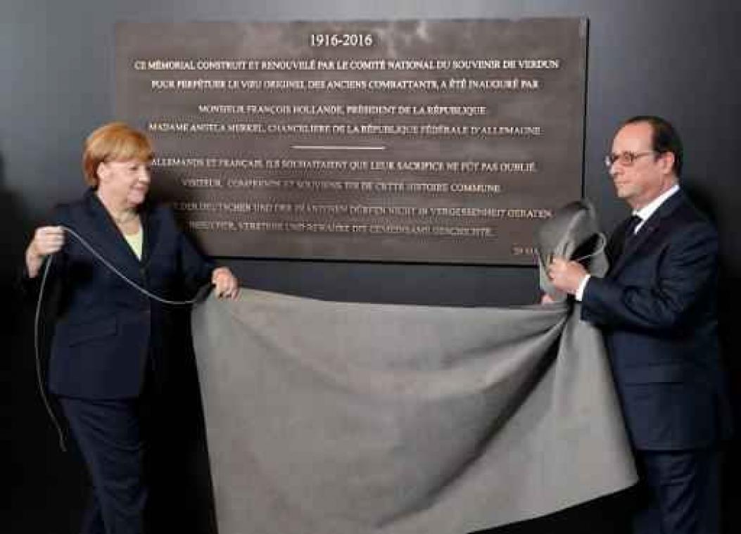 Merkel waarschuwt in Verdun voor nationaal denken