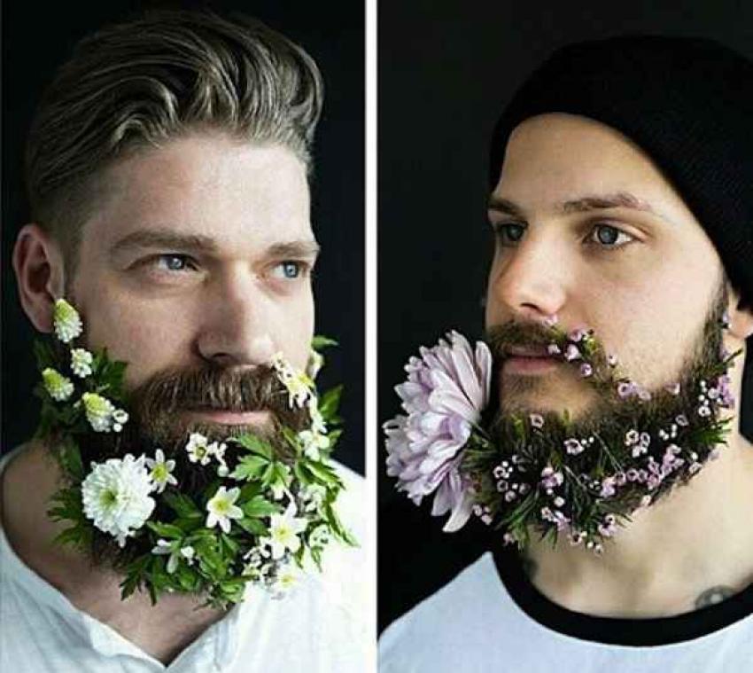 Bloemetjes in baarden zijn nieuwe trend bij hipsters