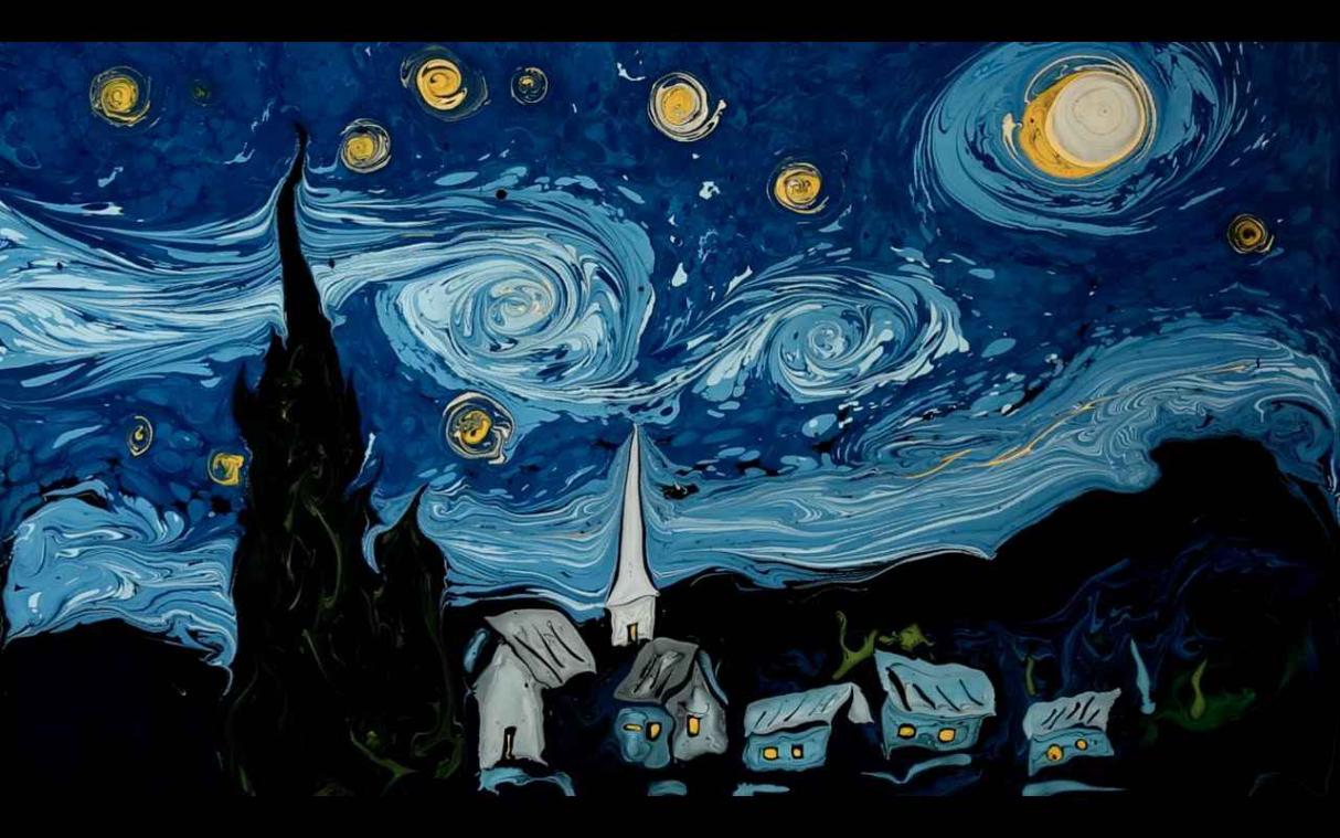 Kunstenaar maakt schilderij Van Gogh na in bak water