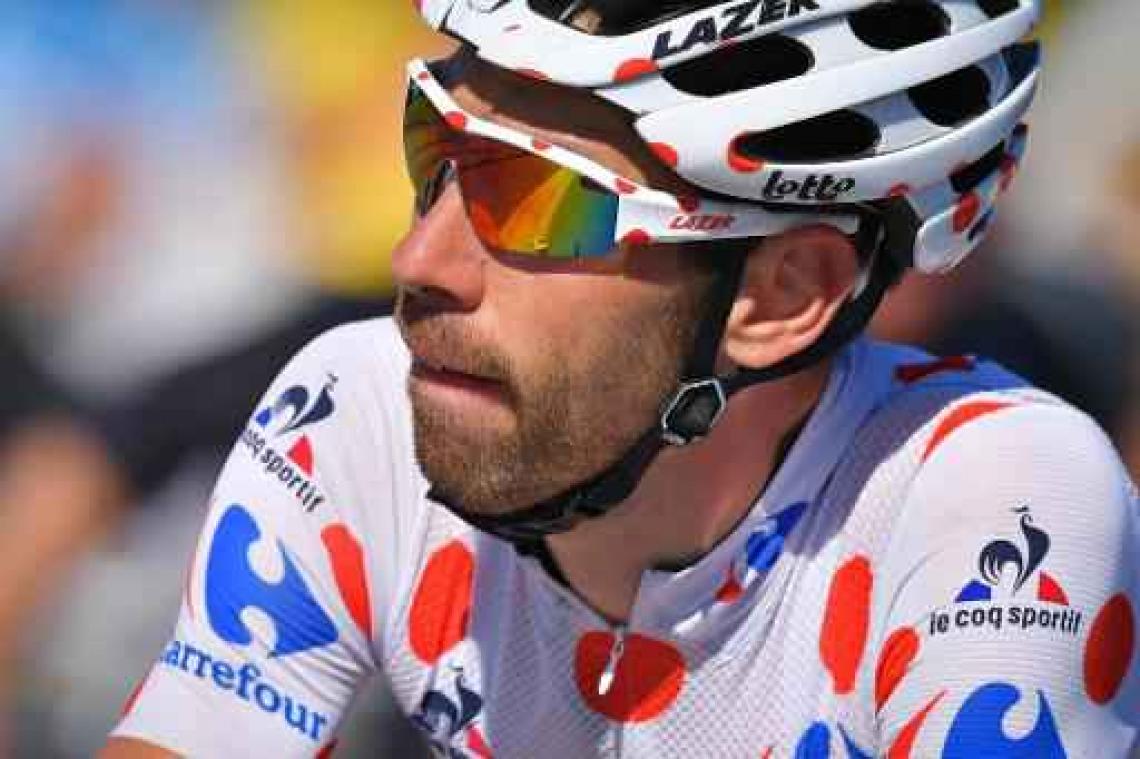 Thomas De Gendt geeft de strijd om de bollen niet op