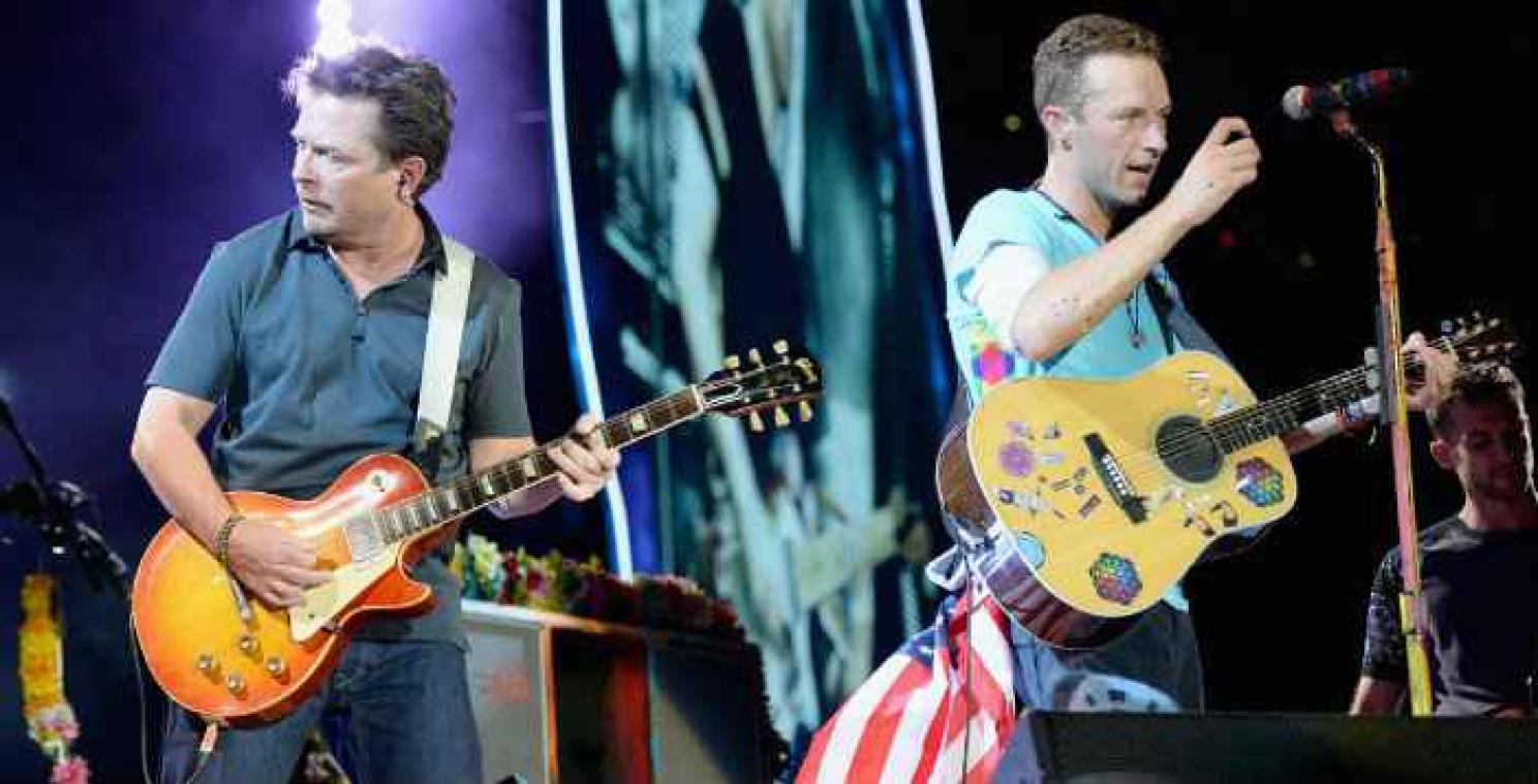 Coldplay verwelkomt Michael J. Fox op podium
