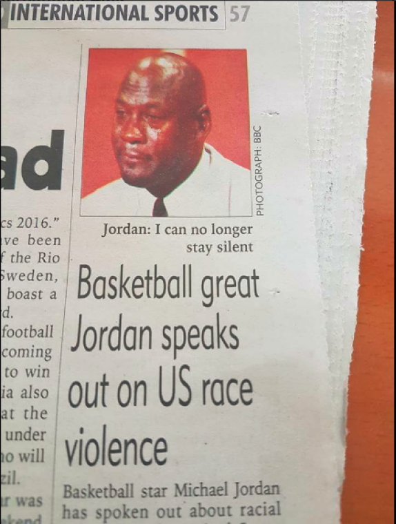 Malawische krant gebruikt meme van Michael Jordan als echte foto