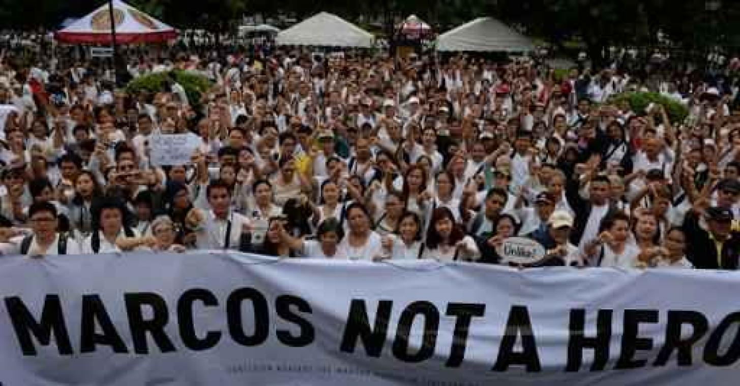 Betoging op de Filipijnen tegen begraving Marcos op Heldenkerkhof