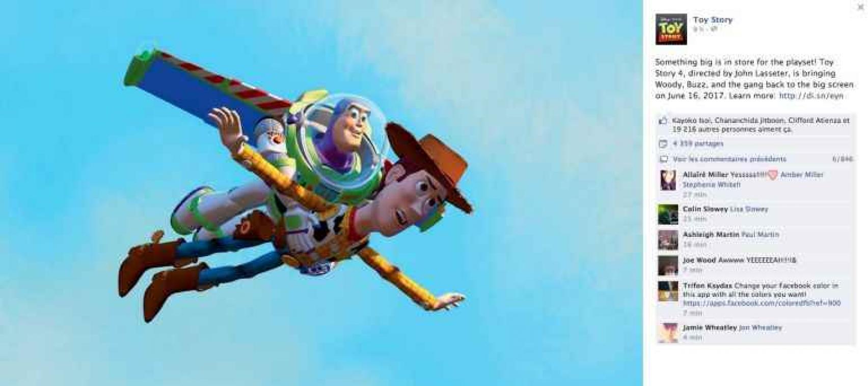 Pixar kondigt Toy Story 4 aan