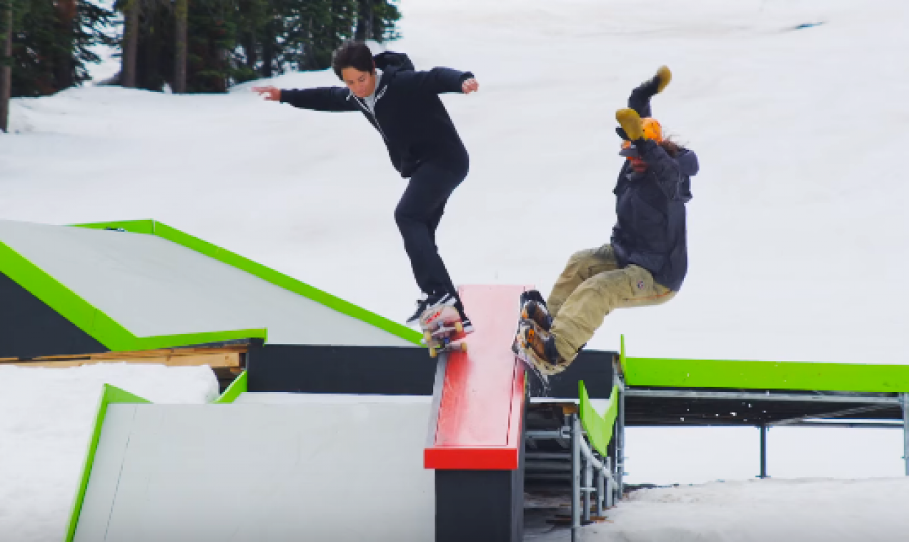 Hier kan je skaten en snowboarden tegelijk