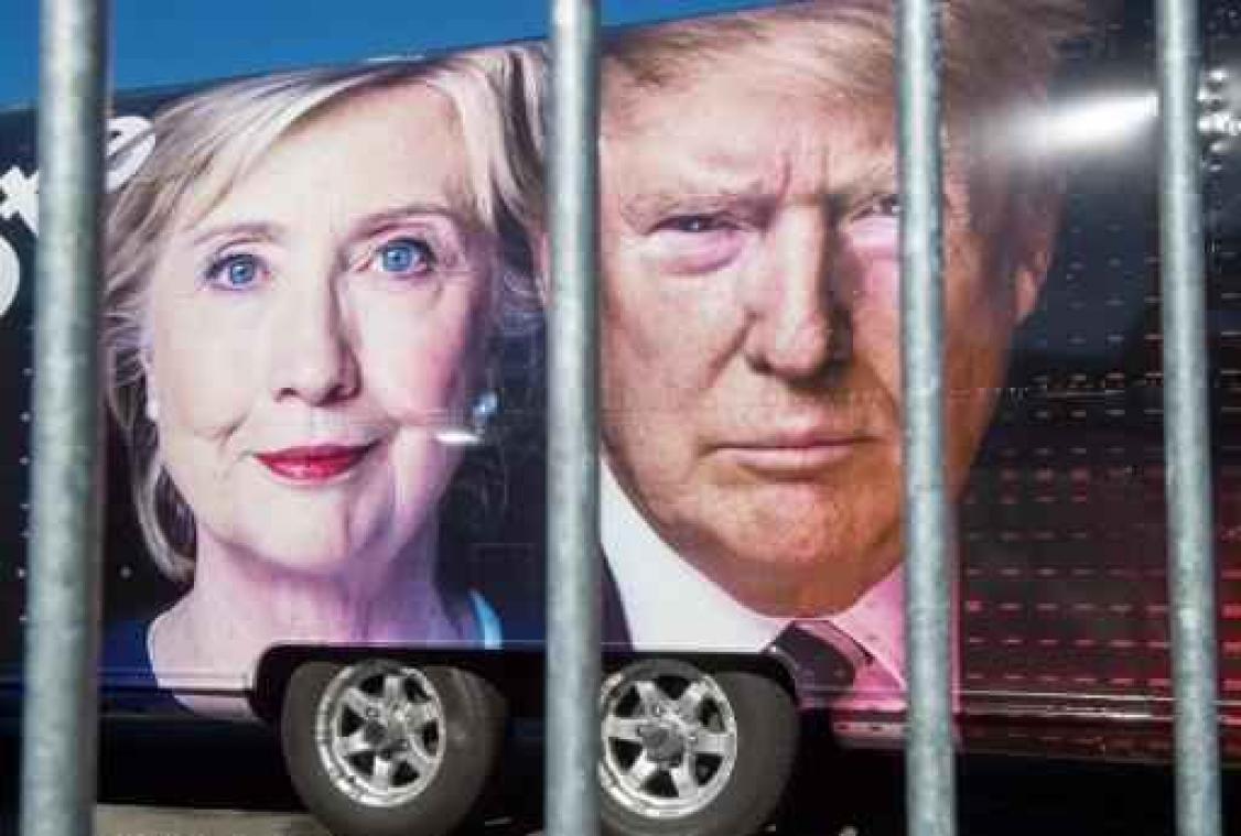 Clinton en Trump zowat nek-aan-nek aan vooravond eerste debat