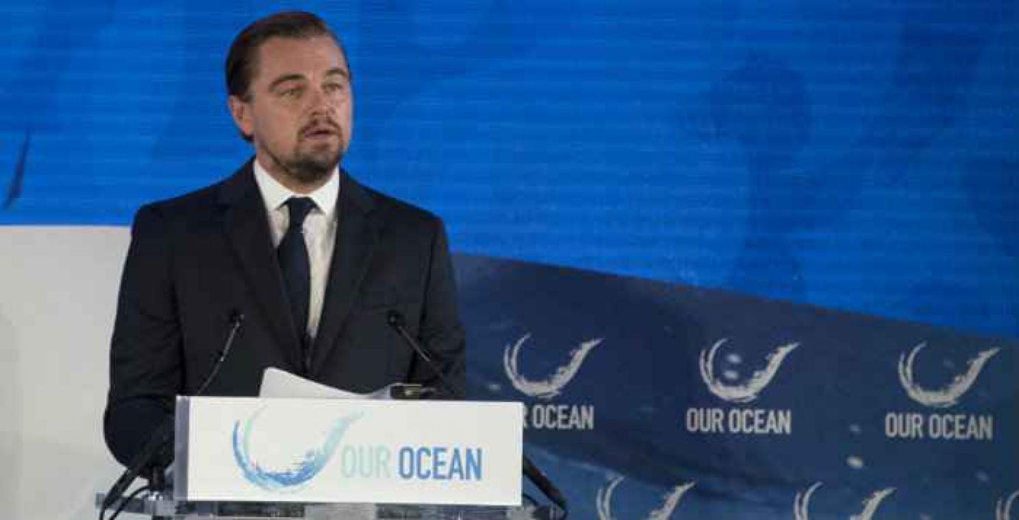 Leonardo DiCaprio en Barack Obama praten over het klimaat