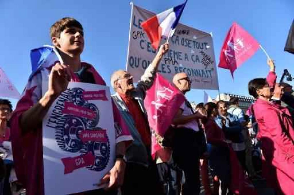 Tienduizenden mensen protesteren in Parijs tegen holebihuwelijk