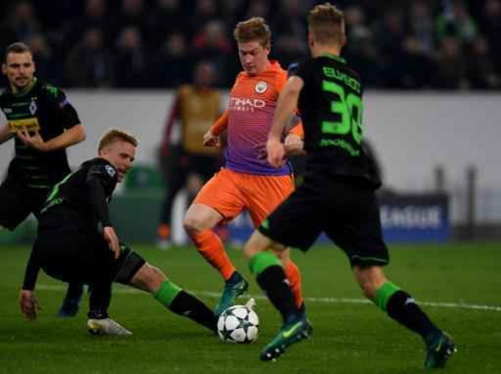 Champions League - Manchester City en FC Barcelona naar 1/8e finales, De Bruyne geeft assist tegen Gladbach