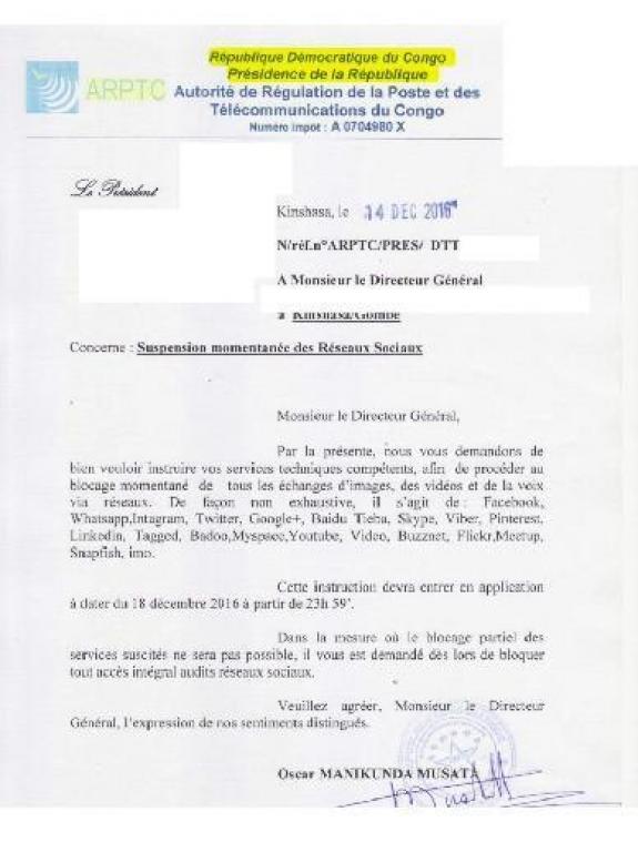 Politieke onrust Congo - Topman Congolese post geeft opdracht om alle sociale media te blokkeren