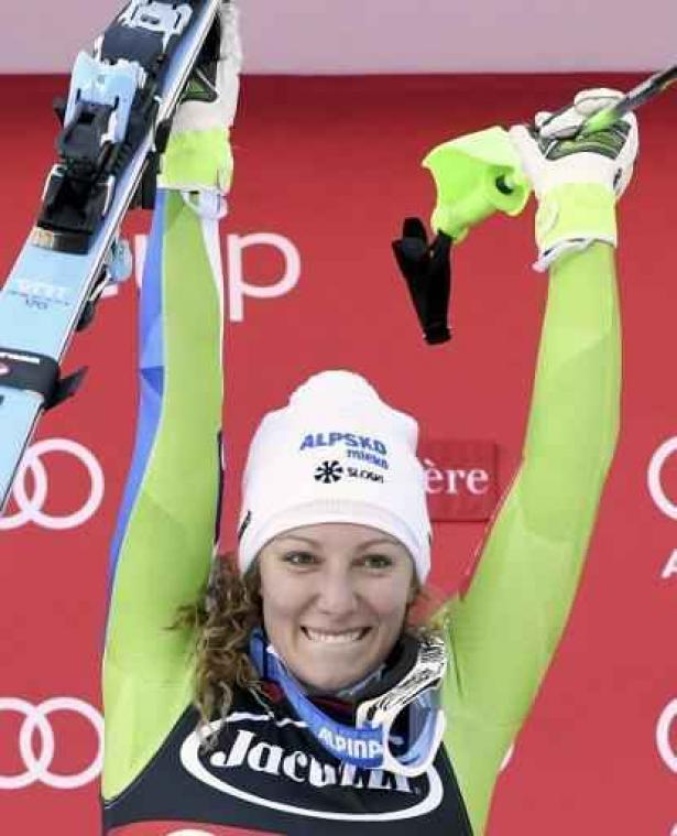 Sloveense Stuhec behoudt perfect rapport op afdaling in Val d'Isère