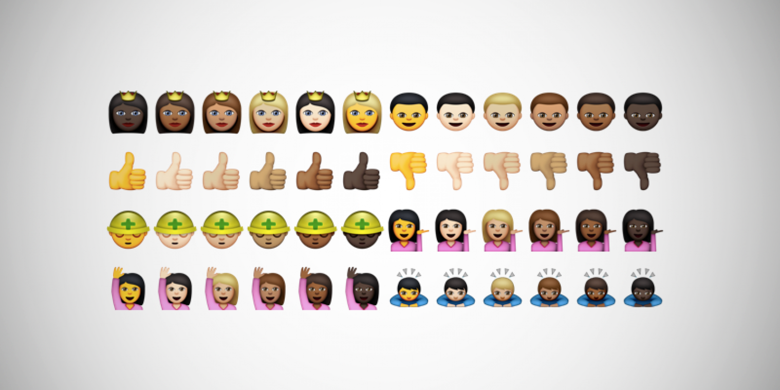 Apple lanceert emoji's met verschillende huidskleuren