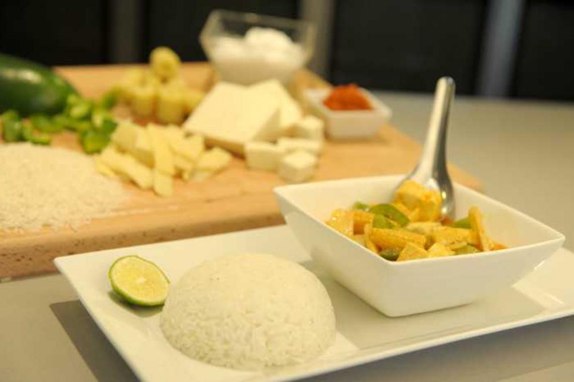 Rode curry met tofoe