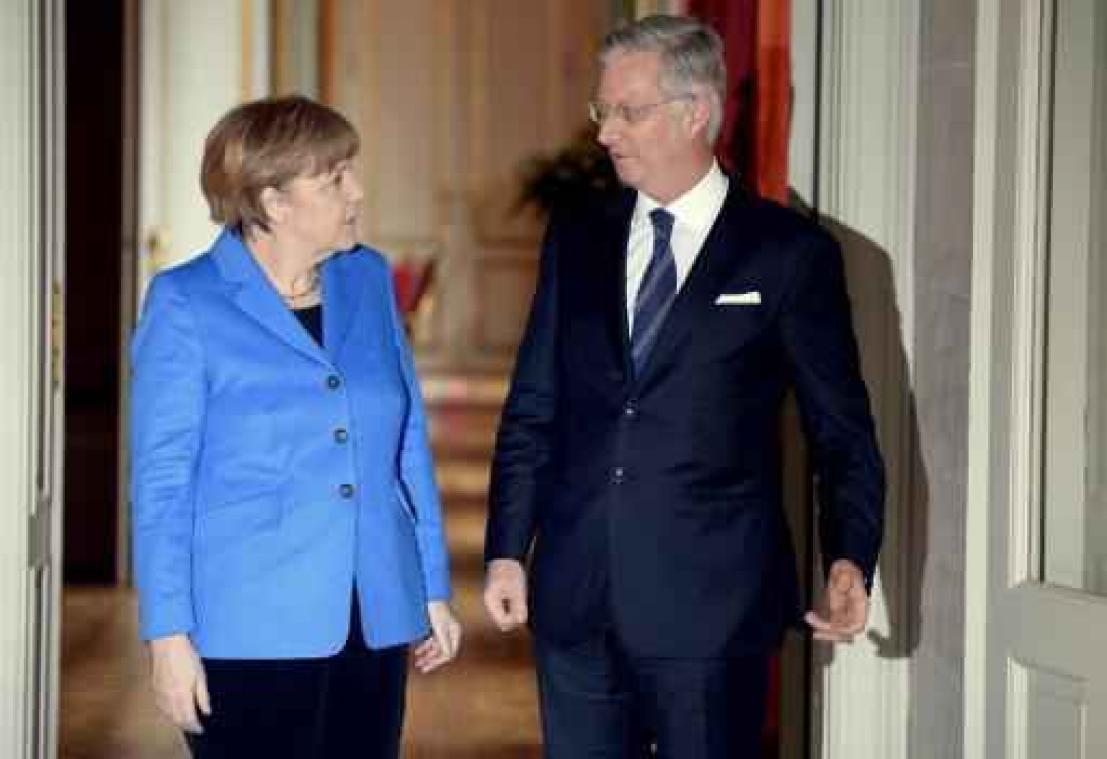 Koning Filip ontvangt Duitse bondskanselier Angela Merkel