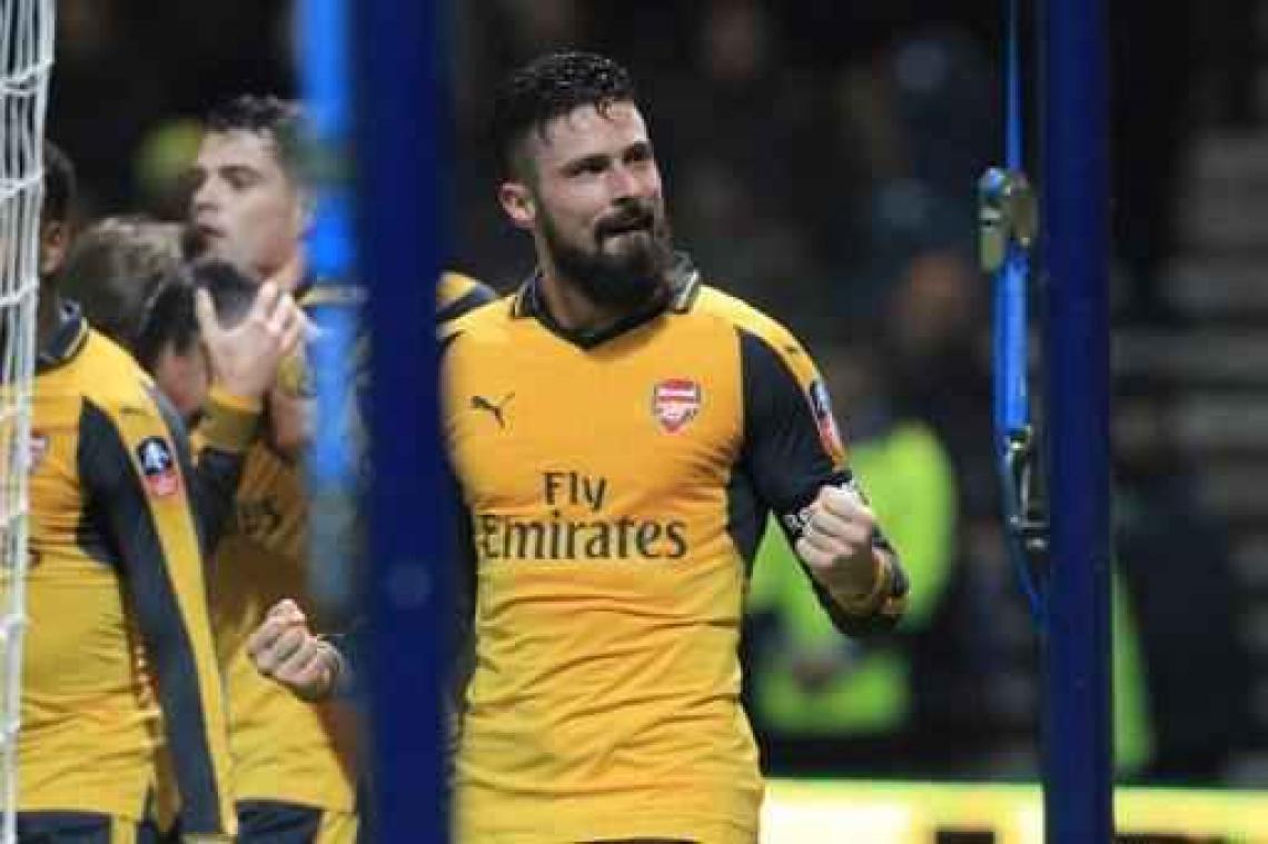 Belgen in het buitenland - Arsenal vermijdt replay tegen Preston in FA Cup dankzij laat doelpunt van Giroud