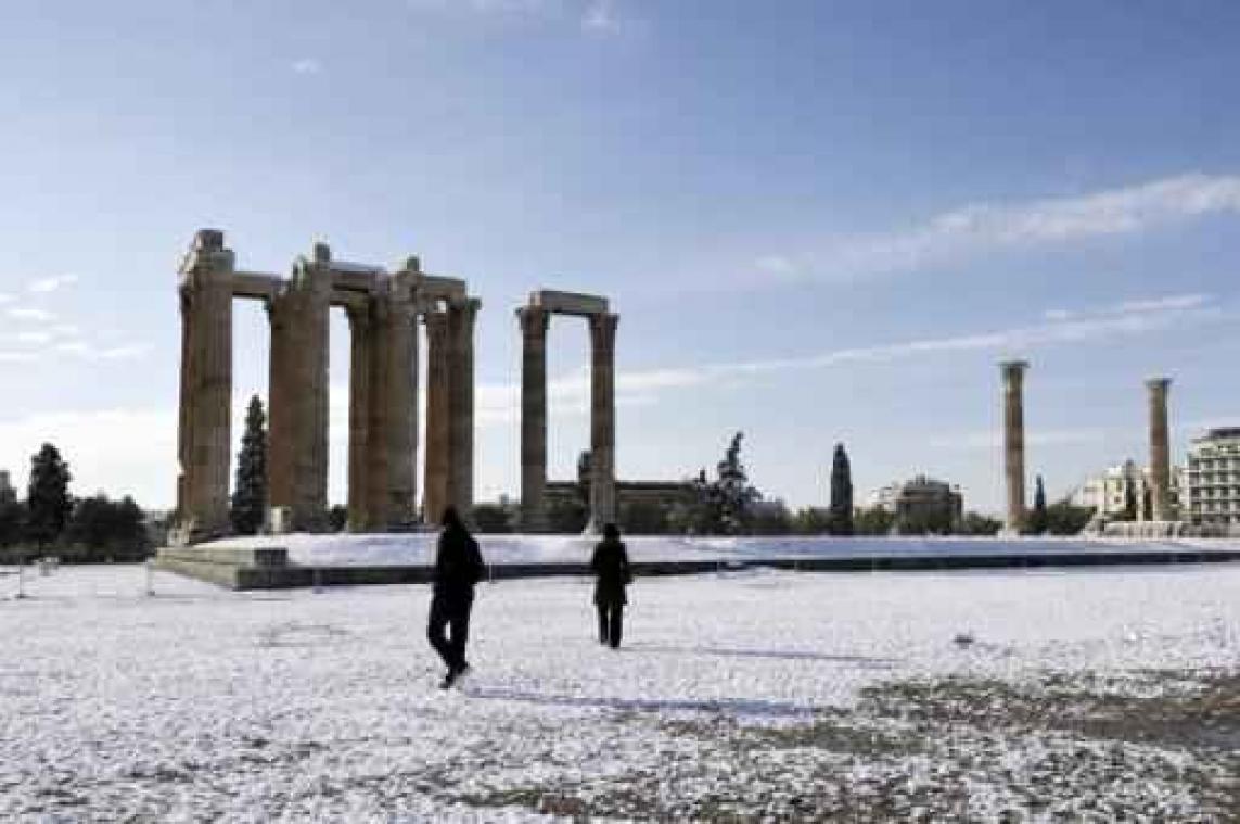 Sneeuw op de Akropolis - 15 graden onder nul op Kreta