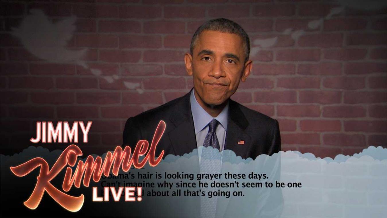 President Obama leest gemene tweets tijdens talkshow
