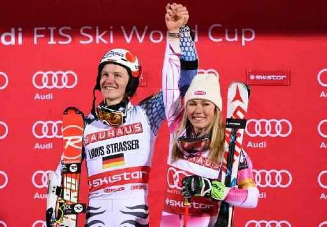 WB alpijnse ski - Linus Strasser en Mikaela Shiffrin winnen city event Stockholm