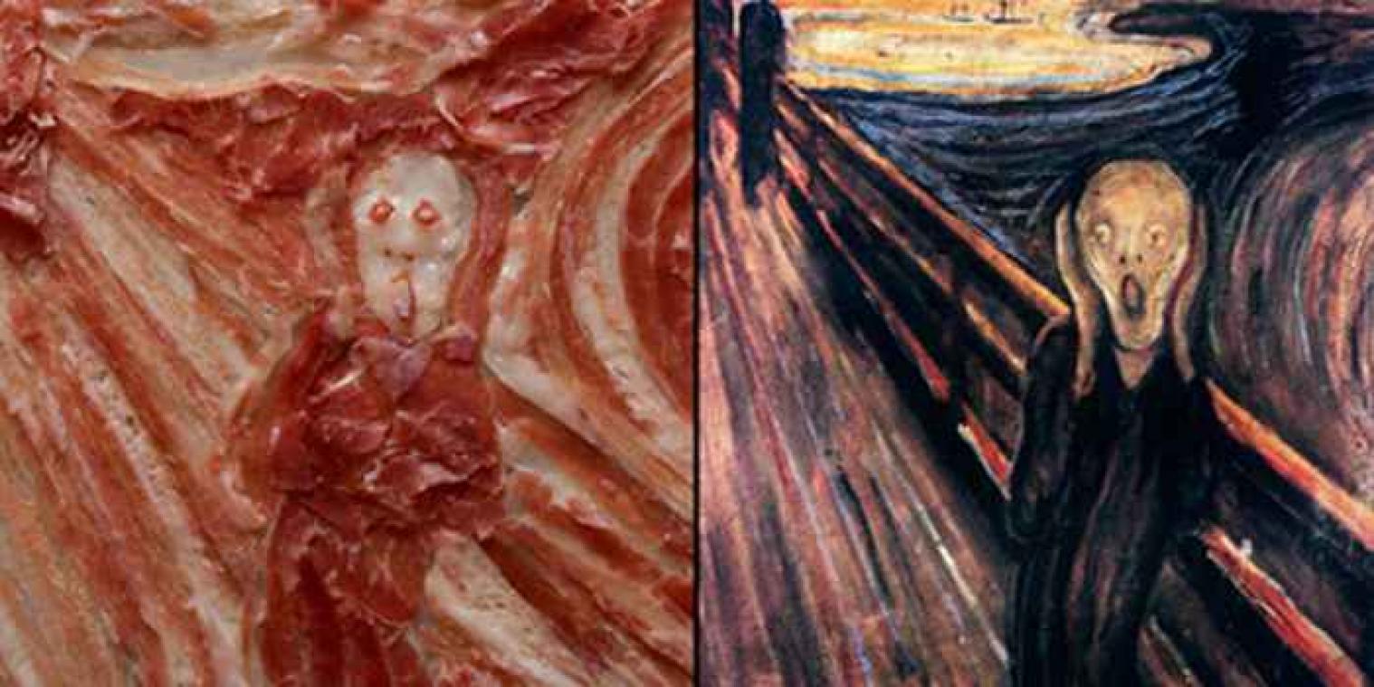 Deze mensen maken kunst met.. spek