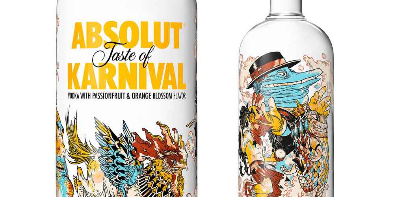 Absolut Vodka viert carnaval met kleurrijke illustraties op flessen
