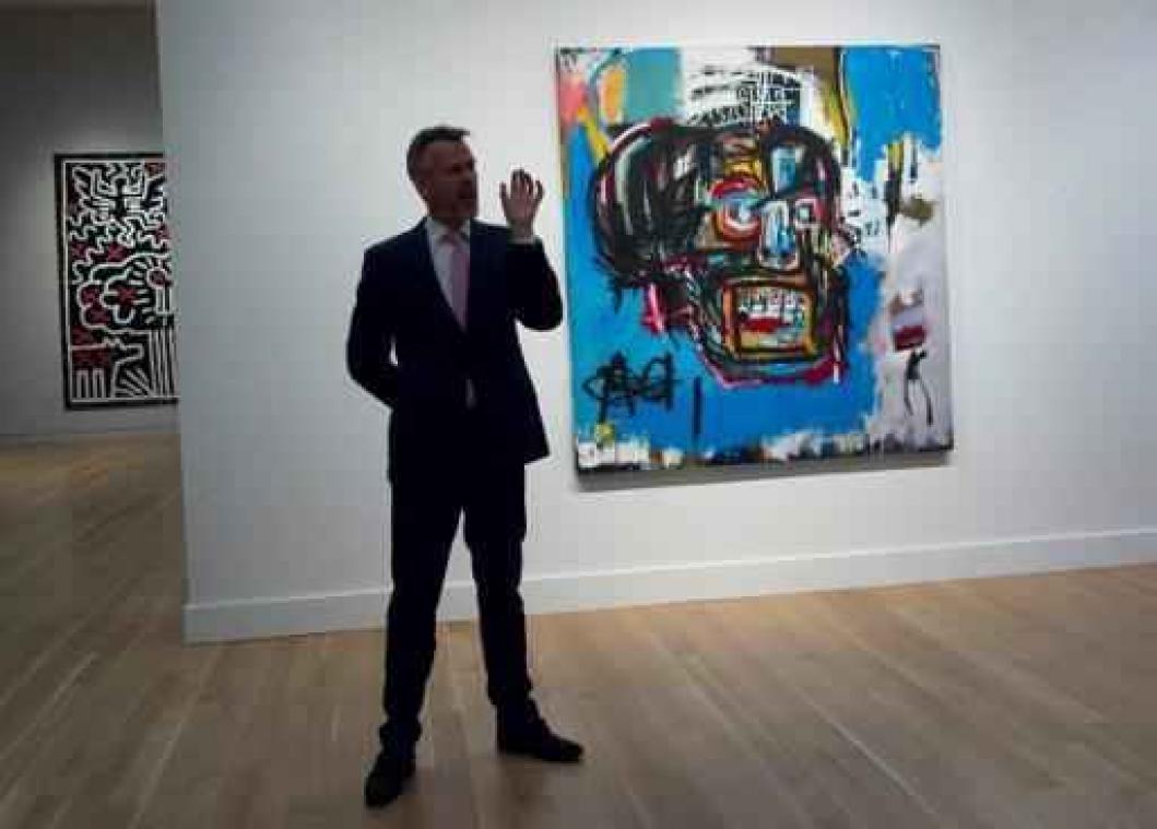 Schilderij van Basquiat voor recordbedrag van 99,5 miljoen euro onder de hamer