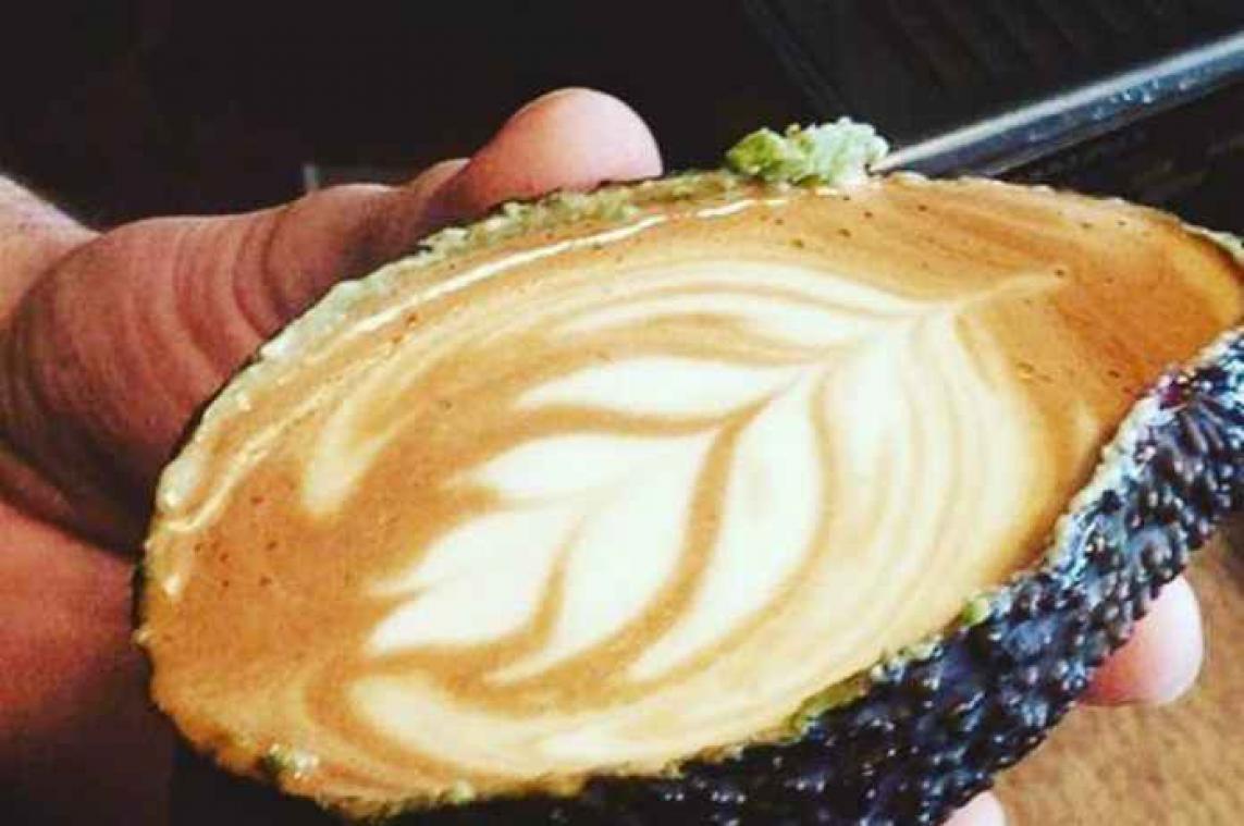 Hippe vogels drinken koffie uit avocadoschillen
