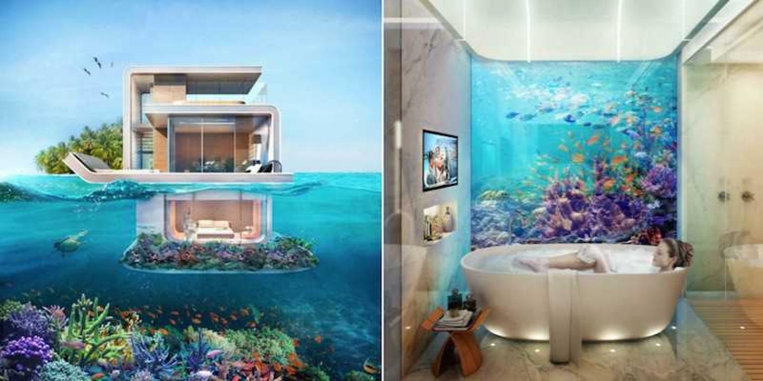 Deze drijvende huizen in Dubai geven een nieuwe betekenis aan zicht op zee