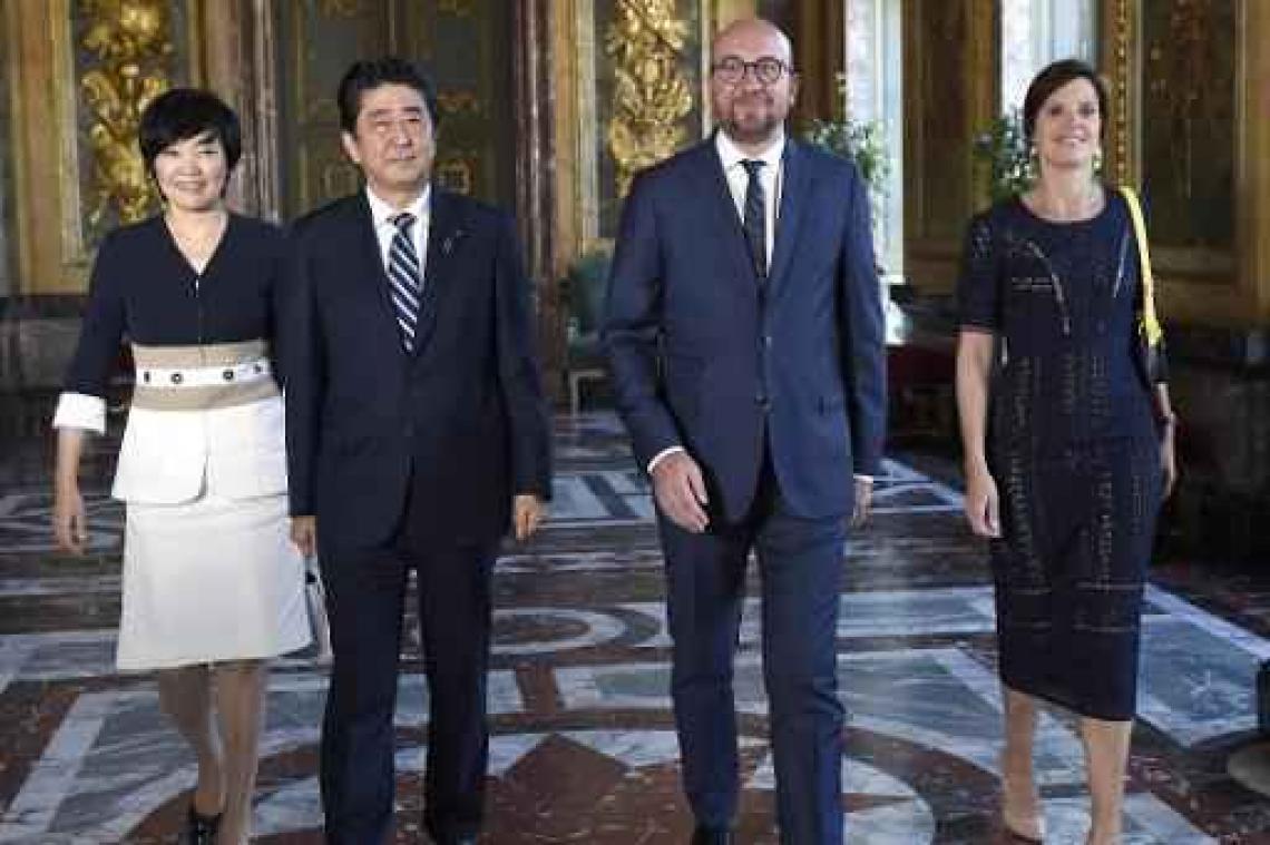 Charles Michel ontvangt Japanse premier Shinzo Abe